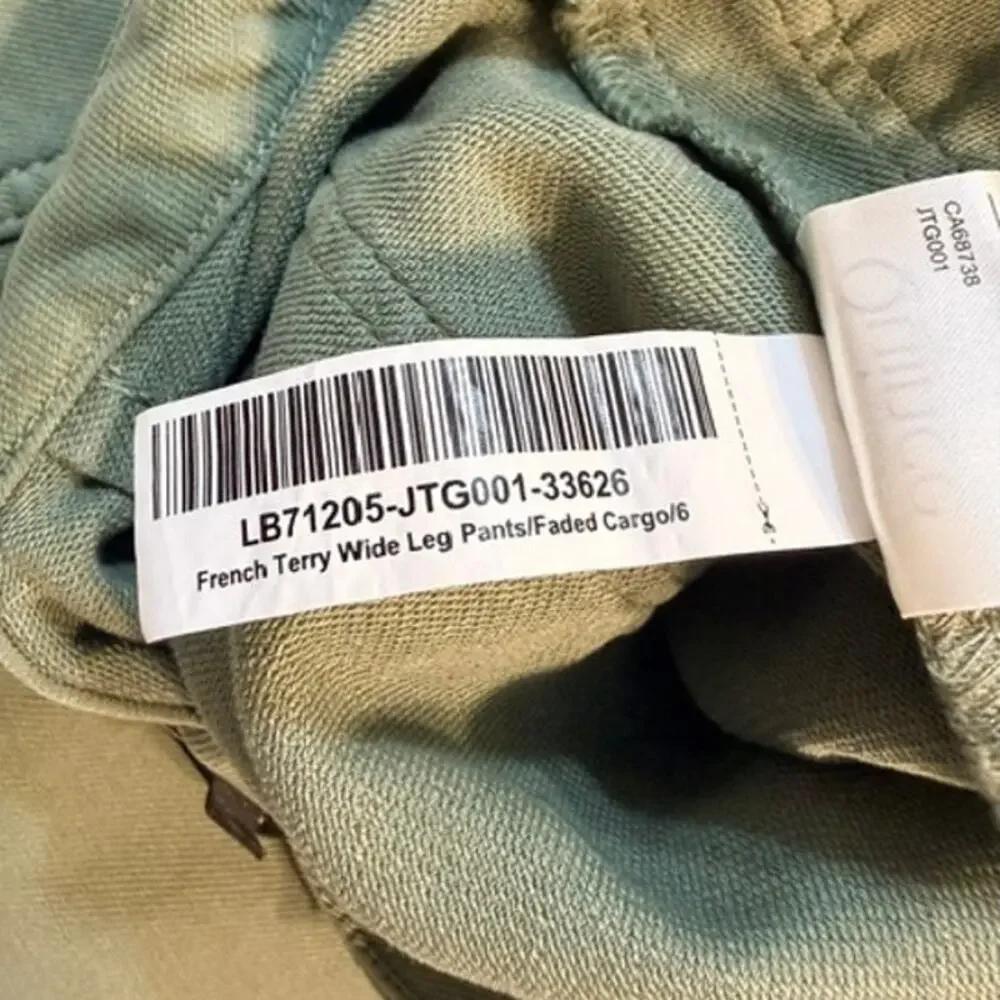 Quince French Terry Wide Leg Pants Size 6 Faded Cargo Green